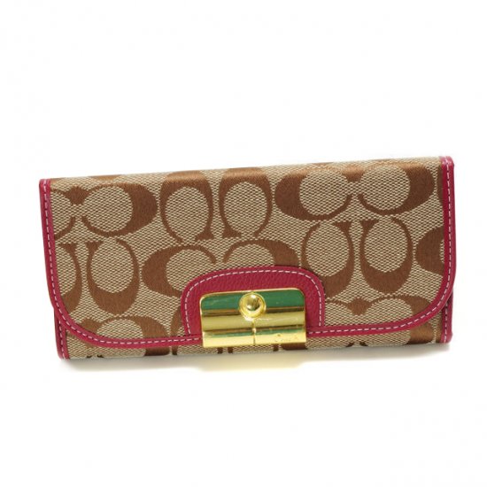 Coach Kristin In Signature Large Fuchsia Wallets DVO Coach Kristin In Signature Large Fuchsia Wallets DVO
